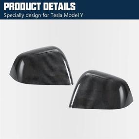 img 3 attached to 🔍 ROCCS Model Y Side Mirror Cover - ABS Plastic Carbon Fiber Rear View Mirror Cap Replacement Set for Tesla Model Y Exterior Accessories, 2PCS