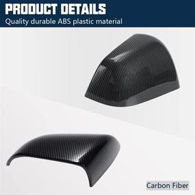 img 2 attached to 🔍 ROCCS Model Y Side Mirror Cover - ABS Plastic Carbon Fiber Rear View Mirror Cap Replacement Set for Tesla Model Y Exterior Accessories, 2PCS