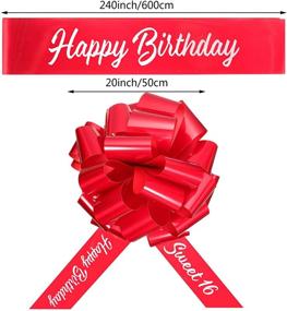 img 1 attached to 🎁 Sweet 16 Car Bow - Vibrant Red Car Pull Bow with 20 Feet of Ribbon for Birthday Party Car Decorations - Ideal Car Gift Wrapping