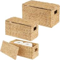 📦 mdesign natural woven water hyacinth closet storage organizer basket bin set - 3 piece, natural finish логотип