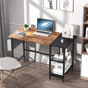 img 3 attached to Noblewell 47-inch Computer Desk with Storage Shelves - Modern Industrial Style, Perfect for Home Office Writing & Studying - Vintage Brown