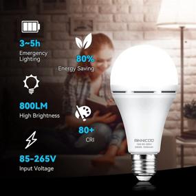 img 3 attached to Stay Lit in Emergencies: Rechargeable LED Bulbs with 1500mAh Battery Backup - 15W, 80W Equivalent - Ideal for Power Outages at Home