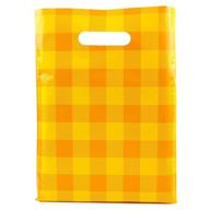 buffalo plaid orange 9x12 merchandise bags - glossy retail shopping bags - boutique bags - 100 pack plastic shopping bags for boutique logo