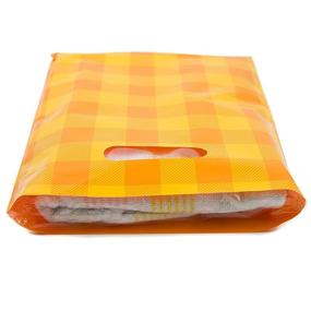 img 1 attached to Buffalo Plaid Orange 9X12 Merchandise Bags - Glossy Retail Shopping Bags - Boutique Bags - 100 Pack Plastic Shopping Bags For Boutique