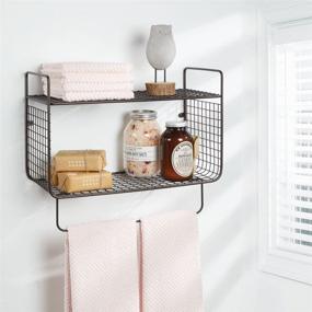 img 2 attached to 🧺 mDesign Wall Mount Towel Rack with Towel Bar - Bronze | Organize Bathroom, Laundry Room, Kitchen, Garage