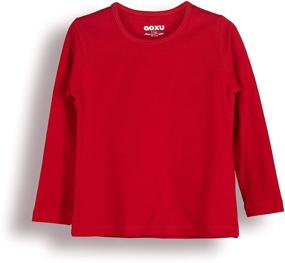 img 4 attached to 👕 GOXU Kids Long Sleeve T Shirt 2-Pack: Comfortable Cotton Tees for Boys and Girls, Sizes 2-12 Years