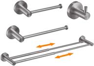 🛀 besy 4 piece bathroom accessories set: adjustable double towel bar, paper holder, towel hook, single towel bar – brushed nickel fixtures for wall mounted bath hardware logo