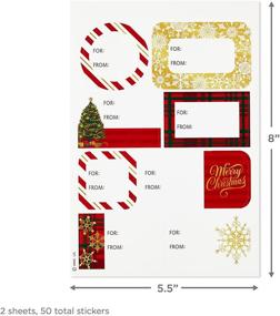 img 1 attached to 🎁 Бумага для упаковки подарков Hallmark: листы с разметкой, ярлыки, полосы красного, белого и золотого цветов, Санта-Клаус, снежинки на клетчатом фоне