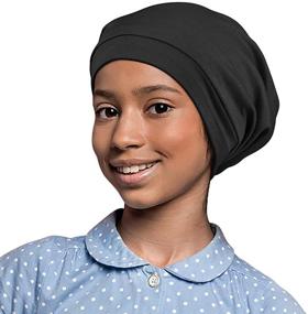 img 2 attached to 🎀 Alnorm Satin Lined Hair Bonnets for Curly Girls with Comfort Elastic Band - Adjustable Sleep Caps for Teens, Big Kids, Child