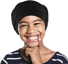 img 3 attached to 🎀 Alnorm Satin Lined Hair Bonnets for Curly Girls with Comfort Elastic Band - Adjustable Sleep Caps for Teens, Big Kids, Child