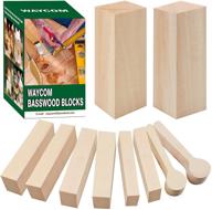 🔪 10-piece premium basswood carving blocks set for whittling crafts - unfinished natural blank wood blocks for spoon carving and woodworking kit logo