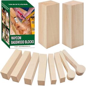 img 4 attached to 🔪 10-Piece Premium Basswood Carving Blocks Set for Whittling Crafts - Unfinished Natural Blank Wood Blocks for Spoon Carving and Woodworking Kit