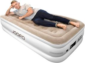 img 4 attached to 🛏️ JOOFO Twin Air Mattress with Built-in Pump, 18-inch Double Height Inflatable Bed for Camping, Home, and Travel - Twin Size