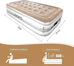 img 1 attached to 🛏️ JOOFO Twin Air Mattress with Built-in Pump, 18-inch Double Height Inflatable Bed for Camping, Home, and Travel - Twin Size