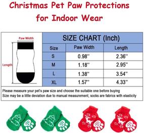 img 3 attached to Lanboer Christmas Knit Dog Socks - Anti-Slip Pet Socks for Indoor Use | 4-Pack Paw Protectors with Traction Control Grip and Rubber Reinforcement