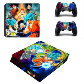 img 3 attached to Наклейка Vanknight PS4 Slim Console Skin Set - Виниловая наклейка с дизайном Dualshock контроллеров для консоли Playstation 4 Slim