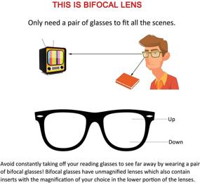 img 2 attached to 👓 Bifocal Reading Glasses with Blue Light Blocking Lenses: Vintage Square Frame for Women and Men (+0.50/+2.50 Magnification)