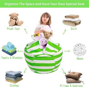 img 1 attached to 🧸 Cinsda Stuffed Animal Storage Bean Bag Chair Cover - 38" Kids Beanbag Chairs Organizer Without Filling - Zipper Closure for Children's Plush Toys - No Beans Included