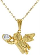 👼 stunning gold plated guardian angel necklace for little girls - perfect religious gift for baptism or christening logo