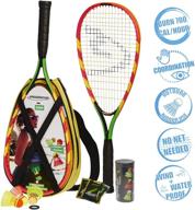 🏸 speedminton s600 set - premium speed ​​badminton / crossminton starter kit with 2 rackets, 3 speeders, speedlights, and bag логотип