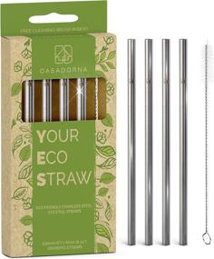 img 4 attached to 🌿 Eco-Friendly Set of 4 Stainless Steel Reusable Drinking Straws: 6" Short & Safer Straws for Kids, Coffee, Bar, Cocktail Glasses, Half Pint Jars - Includes Brush