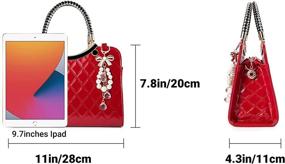 img 1 attached to 👜 TIBES Блестящие сумки из лакированной кожи для женщин: модные сатчел-сумки для дам - стильные хэндбэги с верхней ручкой и плечевыми ремнями