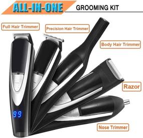 img 3 attached to DIKANEO 10-IN-1 Beard Trimmer Hair Clipper Kit for Men - Ultimate Electric Grooming Set for Nose, Ear, Facial, and Body - Waterproof, USB Rechargeable, Cordless Precision Groomers