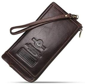 img 4 attached to 👜 Genuine Leather Credit Zipper Contacts: Stay organized in style!