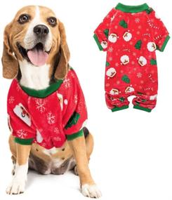 img 4 attached to PUPTECK Flannel Dog Pajamas: Cute Santa Claus Snowflake 🐶 Soft Pet Clothes Jumpsuit Pjs - Cozy Winter Apparel for Dogs