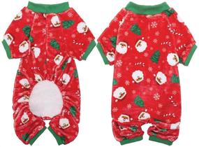 img 2 attached to PUPTECK Flannel Dog Pajamas: Cute Santa Claus Snowflake 🐶 Soft Pet Clothes Jumpsuit Pjs - Cozy Winter Apparel for Dogs