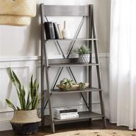 📚 книжная полка walker edison x back modern farmhouse wood bookcase bookshelf: стильное серое хранилище для домашнего офиса и гостиной. логотип