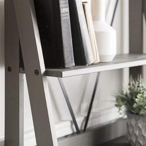 img 2 attached to 📚 Книжная полка Walker Edison X Back Modern Farmhouse Wood Bookcase Bookshelf: Стильное серое хранилище для домашнего офиса и гостиной.