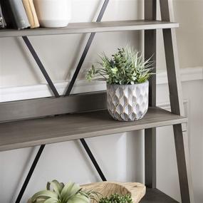 img 1 attached to 📚 Книжная полка Walker Edison X Back Modern Farmhouse Wood Bookcase Bookshelf: Стильное серое хранилище для домашнего офиса и гостиной.