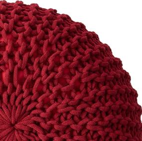 img 1 attached to 🔴 Cheer Collection 18" Round Pouf Ottoman - Luxurious Burgundy Chunky Hand-Knit Foot Rest, Decorative and Comfortable