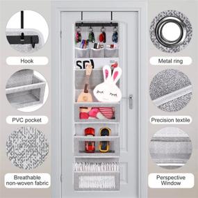 img 1 attached to 🚪 Maximize Storage with All-in-ONE Over The Door Organizer - Super Convenient Door Rack with Large Clear Windows for Effortless Organization - Wall File Organizer and Hanging Organizer in 1 Pack Silk Printing Grey