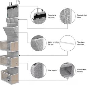 img 3 attached to 🚪 Maximize Storage with All-in-ONE Over The Door Organizer - Super Convenient Door Rack with Large Clear Windows for Effortless Organization - Wall File Organizer and Hanging Organizer in 1 Pack Silk Printing Grey