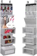 🚪 maximize storage with all-in-one over the door organizer - super convenient door rack with large clear windows for effortless organization - wall file organizer and hanging organizer in 1 pack silk printing grey logo