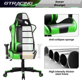 img 3 attached to 🎮 Ultimate Gaming Experience with GTRACING Gaming Chair - Ergonomic Backrest, Height Adjustment, Recliner, Swivel Rocker, Headrest, and Lumbar Pillow - E-Sports Chair (Green)