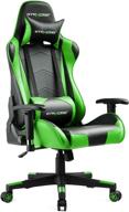🎮 ultimate gaming experience with gtracing gaming chair - ergonomic backrest, height adjustment, recliner, swivel rocker, headrest, and lumbar pillow - e-sports chair (green) logo