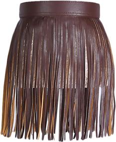 img 4 attached to Fringe Leather Vintage Adjustable Waistband Women's Accessories