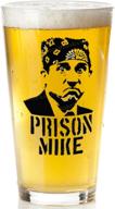 prison mike beer glass - the office merchandise - funny mug for men and women - michael scott beer glass logo