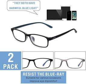 img 1 attached to 👓 2-Pack Blue Light Blocking Glasses for Small Face Women/Men - TR-90 Computer Gaming Eyewear, Anti Eyestrain, Non Prescription