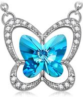 🦋 lady colour stylish blue butterfly jewelry set for women, necklace bracelet with crystals from austria and cubic zirconia, perfect birthday gifts for her - comes in a gift box logo