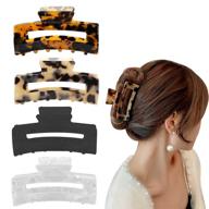 📌 aaiffey 4pcs hair claw clips: non-slip tortoise hair jaw clips, leopard stylish hair clamps for women girls; strong hold for thick, thin, curly hair styling accessories logo