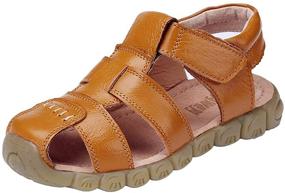 img 4 attached to 👟 DADAWEN Leather Outdoor Sandals: Stylish and Durable Shoes for Toddler Girls' Athletic Activities