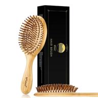 bfwood bamboo hair brush: натуральная плоская щетка для волос с бамбуковыми щетинами для массажа кожи головы и расчесывания - идеально подходит для всех типов волос. логотип