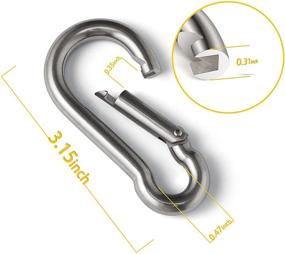 img 3 attached to 🔒 500LB Stainless Steel Carabiner Clips - 5PCS Heavy Duty Spring Snap Hook for Hammock, Yoga & Brazilian, Climbing, Swing Chair, Outdoor Camping, Hiking