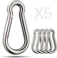 🔒 500lb stainless steel carabiner clips - 5pcs heavy duty spring snap hook for hammock, yoga & brazilian, climbing, swing chair, outdoor camping, hiking logo