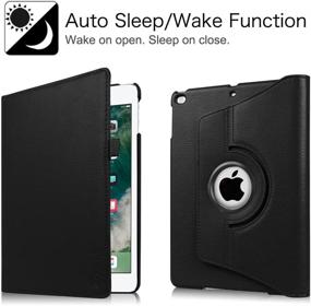 img 2 attached to 📱 Fintie 360 Degree Rotating Stand Case for iPad 9.7 2018 2017 / iPad Air 2 / iPad Air - Auto Sleep Wake Protective Cover for iPad 9.7 inch (6th Gen, 5th Gen) / iPad Air 2 / iPad Air, Black