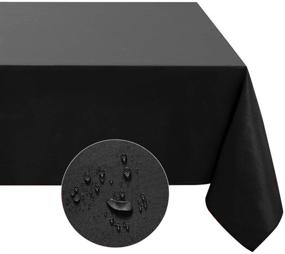 img 4 attached to 🌊 Waterproof & Stain Resistant Rectangle Tablecloth - Softalker Table Cloth for Dining/Party/Buffet/Wedding - Wrinkle Free Fabric, Washable 210GSM Polyester Table Cover 60x84 inch in Elegant Black